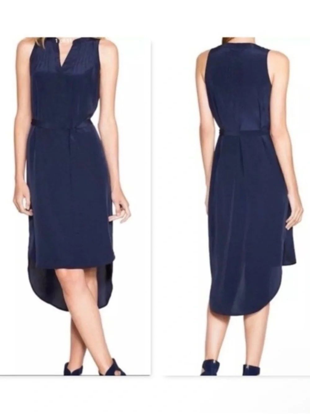 NWOT WHBM Blue Sleeveless Shirt Dress XS